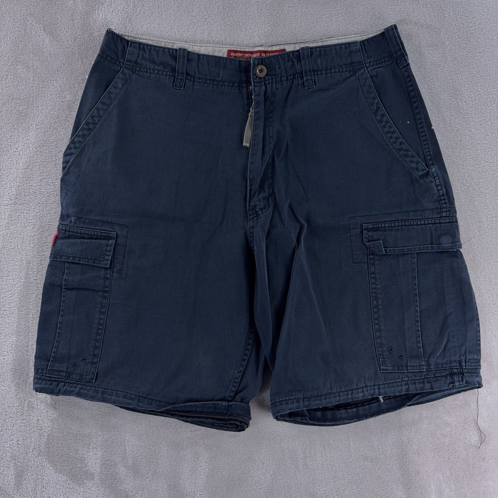 Abercrombie And Fitch Cargo Shorts Mens Size Medium Navy‎ Utility Casual Cotton